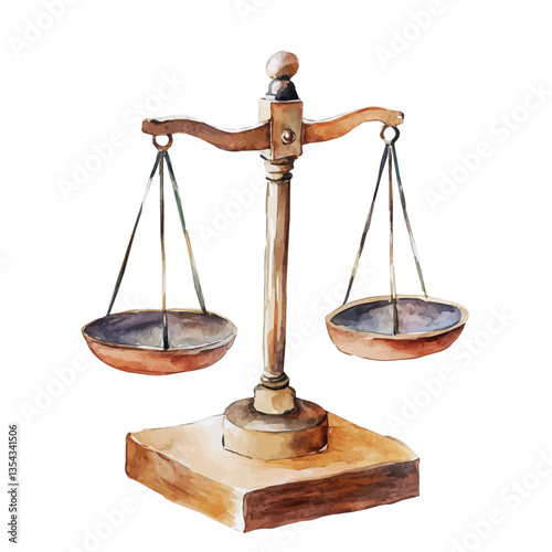 watercolor vector of Analytical Balance, isolated on a white background.