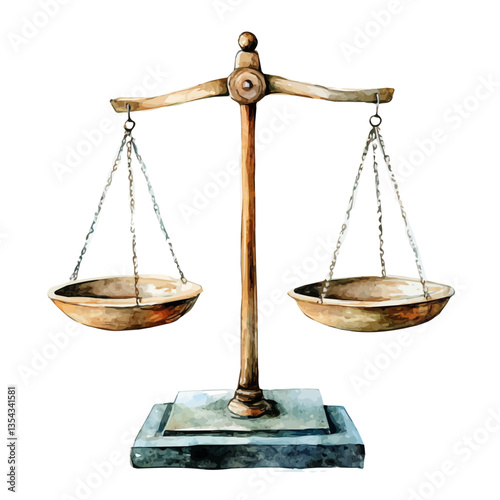 watercolor vector of Analytical Balance, isolated on a white background.