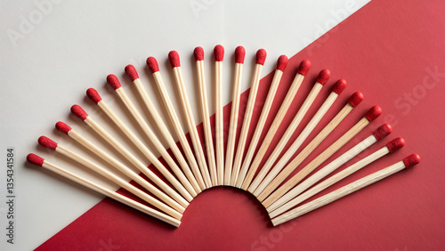 matches, laid out, fanned out