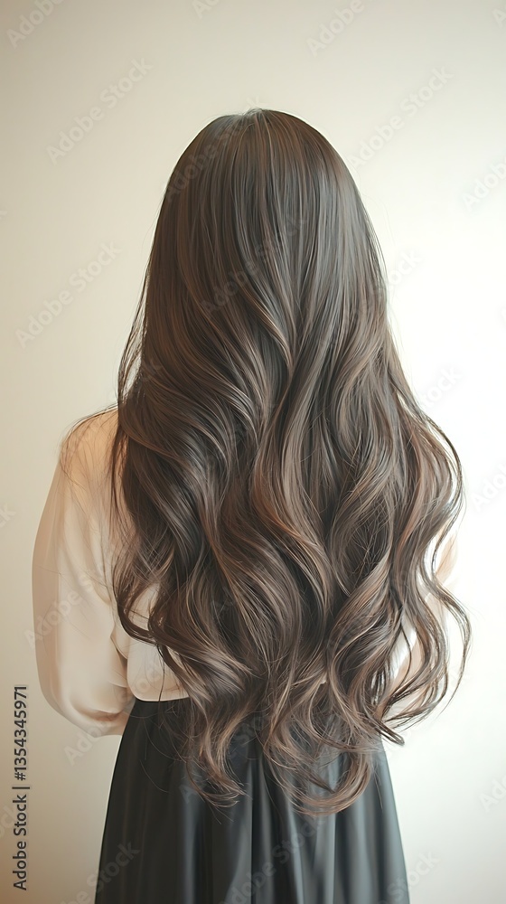 Fototapeta premium Long Wavy Brunette Hair for Studio Shot.
