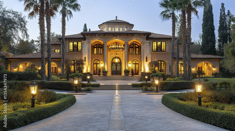 Fototapeta premium grand estate with Renaissance inspired architecture and lush gardens