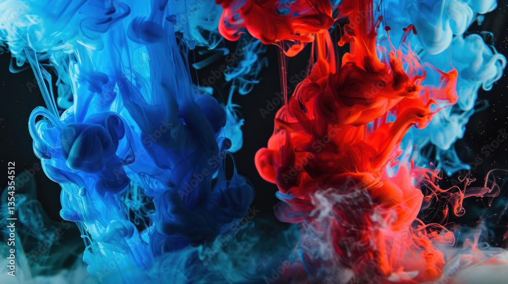 Fototapeta premium red and blue paint splashes