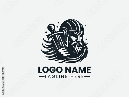 Elegant Norse Warrior Logo Design, Norse Warrior Logo, Viking Warrior Logo