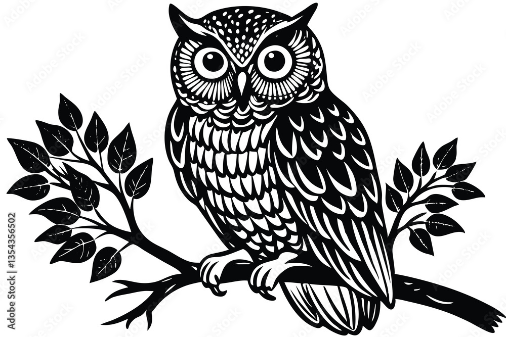 Simple Owl on Branch Vector Illustration for Logos and Emblems Simple Owl on Branch Vector Illustration for Logos and Emblems