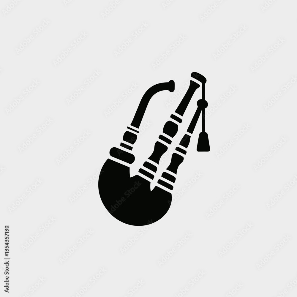 very simple flat and minimalist Bagpipe silhouette in black on a white background very simple flat and minimalist Bagpipe silhouette in black on a white background