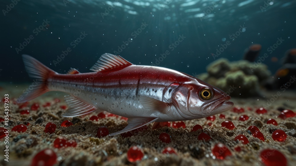 Fototapeta premium Red fish in underwater scene