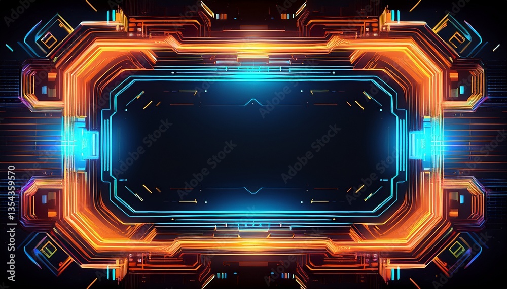 Obraz premium a dynamic digital glitch frame showcases a futuristic aesthetic with vibrant distortions perfect for tech themed designs