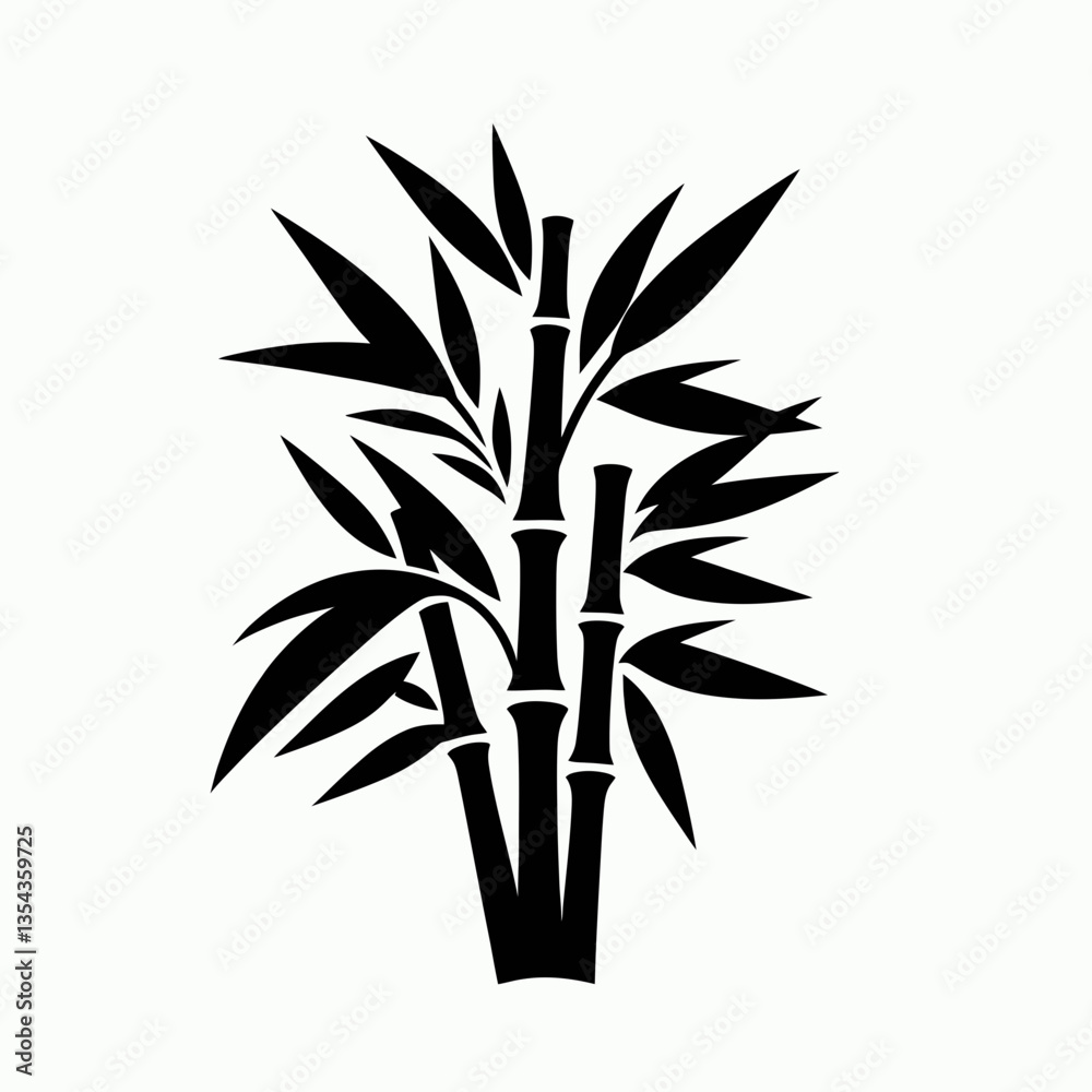 Naklejka premium very simple flat and minimalist Bamboo Shoot silhouette in black on a white background