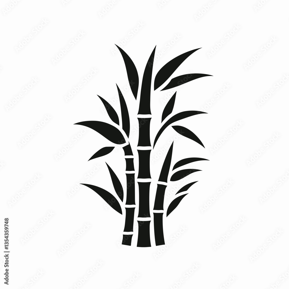 Obraz premium very simple flat and minimalist Bamboo Shoot silhouette in black on a white background