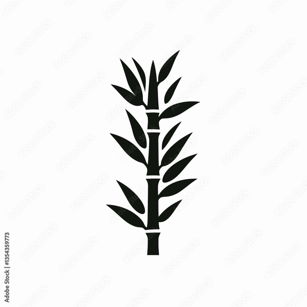 very simple flat and minimalist Bamboo Shoot silhouette in black on a white background very simple flat and minimalist Bamboo Shoot silhouette in black on a white background