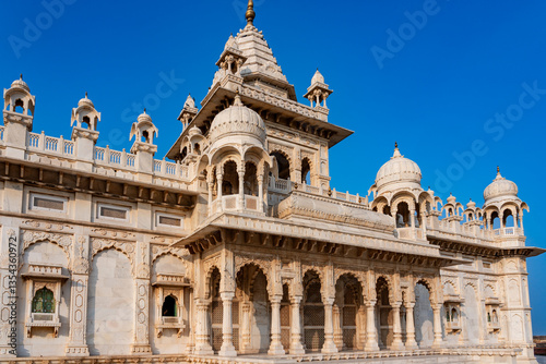 India. State of Rajasthan. Jodhpur. The Jaswant Thada Cenotaph, built in 1899 and dedicated to Maharaja Jaswant Singh II, also known as the Taj Mahal of Mewar