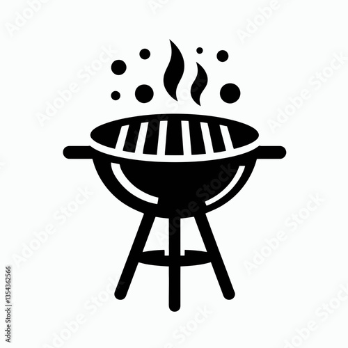 very simple flat and minimalist Barbecue Grill silhouette in black on a white background