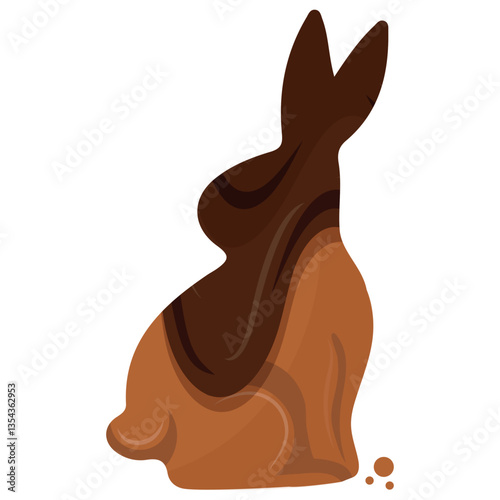 gingerbread cookies in the shape of a sitting rabbit with big ears and covered in dark chocolate, for a variety of Easter designs