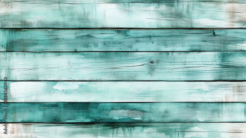 Obraz premium teal watercolor wooden planks texture on white or transparent background