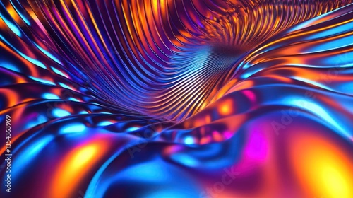 Vivid Neon Swirl Abstract Background with Illuminated Circular