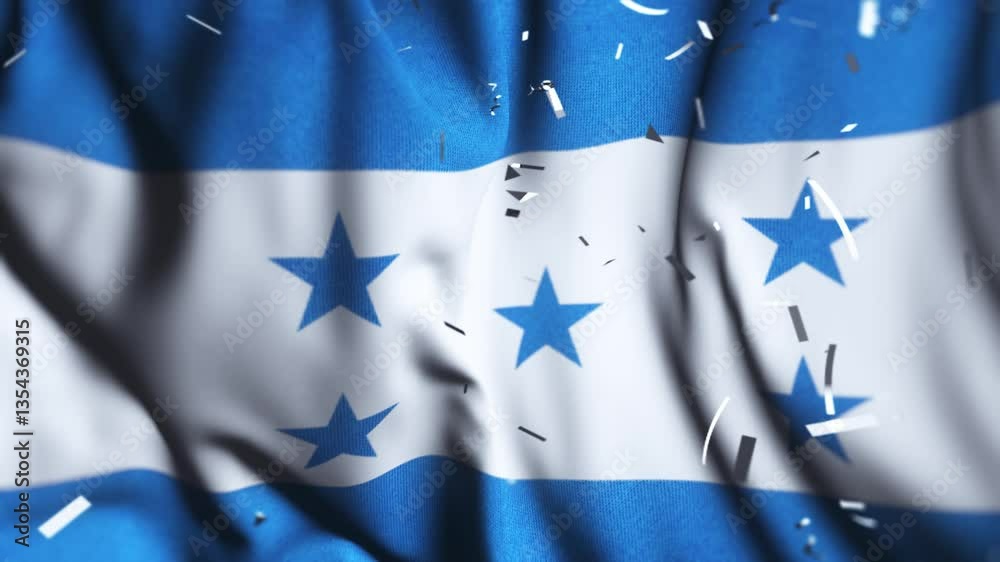 Honduras flag waving confetti independence day 4k background