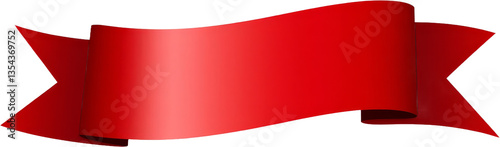 Red Banner with Shadow and Transparent Background