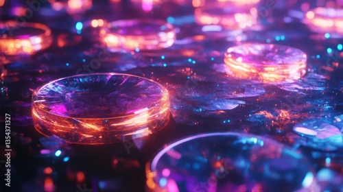 Futuristic Background with Radiant Holographic Circles