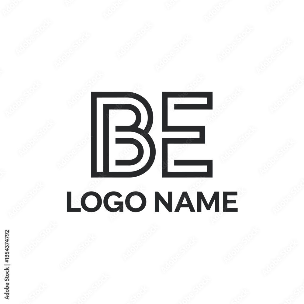 Elegant BE Initial Logo Design, Modern Monogram for Branding Identity, Business Corporate Identity with Clean Lines, Minimalist Typography for Creative Agencies and Startups