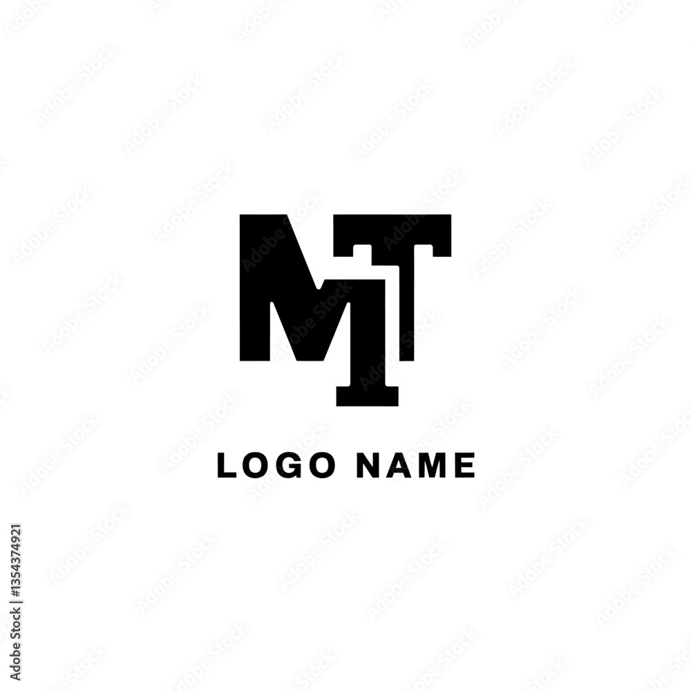 Modern MT Initial Logo Design, Minimalist Typography Lettering Corporate Identity for Business Branding, Black and White Geometric Shape Logo Modern MT Initial Logo Design, Minimalist Typography Lettering Corporate Identity for Business Branding, Black and White Geometric Shape Logo
