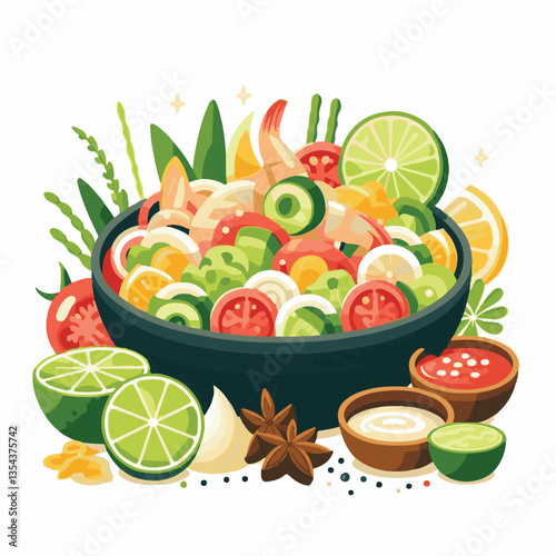 ceviche, food, seafood, gourmet, lime, fresh, meal, fish, appetizer, delicious, cuisine, citrus, peru, peruvian, restaurant, raw, cebiche, marinated, cilantro, onion, seviche, lunch, background, salad