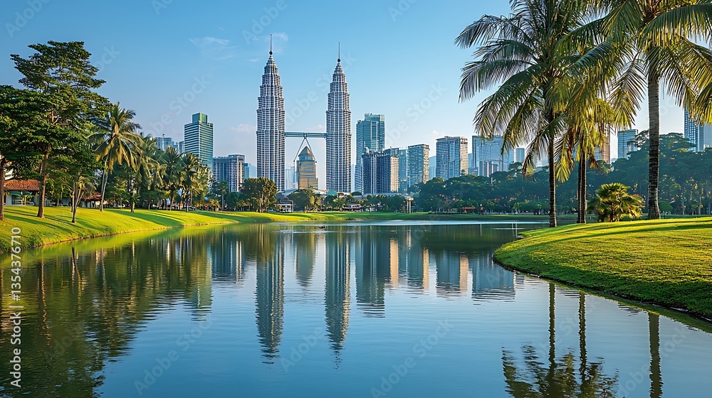 Obraz premium Twin Towers Sunrise for Kuala Lumpur.