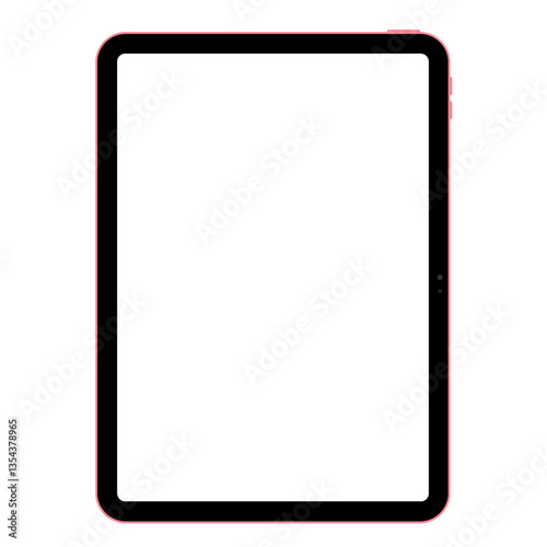 Tablet with blank screen isolated on white background,   Pink aluminum body in 2025,  11 inch. Vector illustration Ai