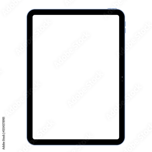 Tablet with blank screen isolated on white background,   Blue aluminum body in 2025,  11 inch. Vector illustration Ai