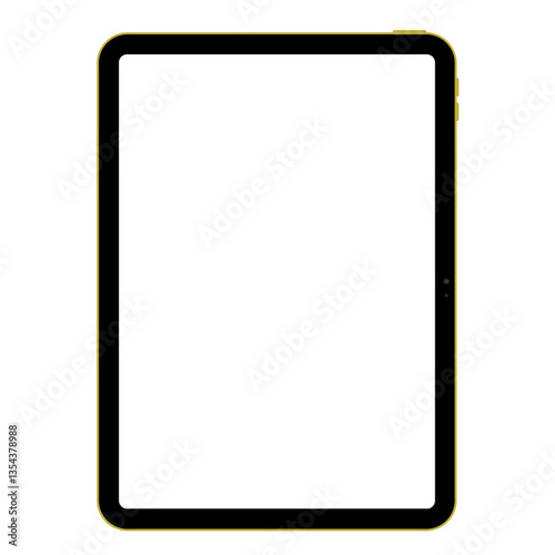 Tablet with blank screen isolated on white background,   Yellow aluminum body in 2025,  11 inch. Vector illustration Ai
