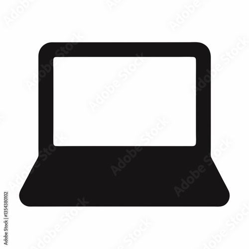 Laptop computer isolated on a white background with a black keyboard and silver design, featuring an open LCD screen, ideal for business, technology, and digital communication
