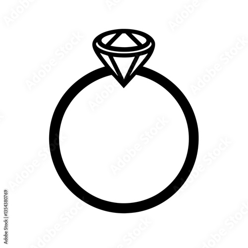 3D diamond engagement ring vector icon with shiny gold design on a white background
