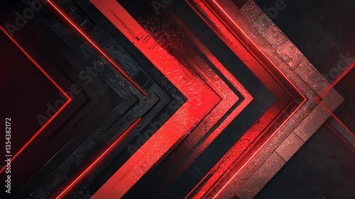 Dynamic red arrows on dark background.  Abstract, futuristic design.  Glowing neon effect