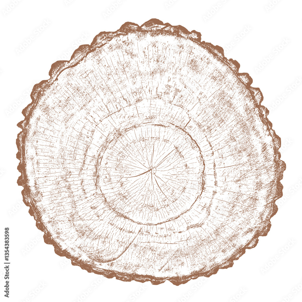 Tree wood texture. Wooden old trunk. Cut timber log. Abstract rings nature pattern. Brown circle stump. Wood cross section.