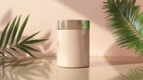 Wallpaper Mural Glossy beige, cylindrical packaging mockup in 3D Torontodigital.ca