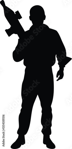 Soldier with anti tank rocket silhouette