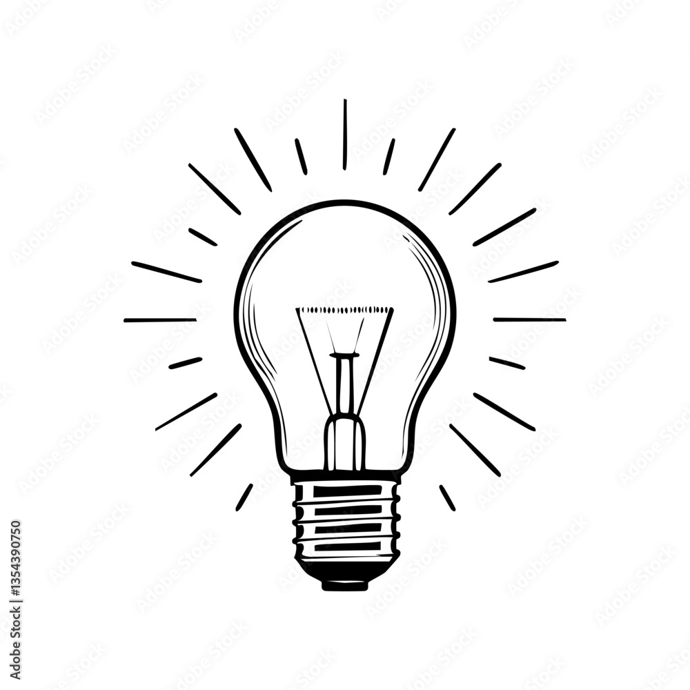 Illustration of a Lightbulb With Glowing Rays Symbolizing Ideas and Innovation. Vector illustration. Generative Ai Illustration of a Lightbulb With Glowing Rays Symbolizing Ideas and Innovation. Vector illustration. Generative Ai