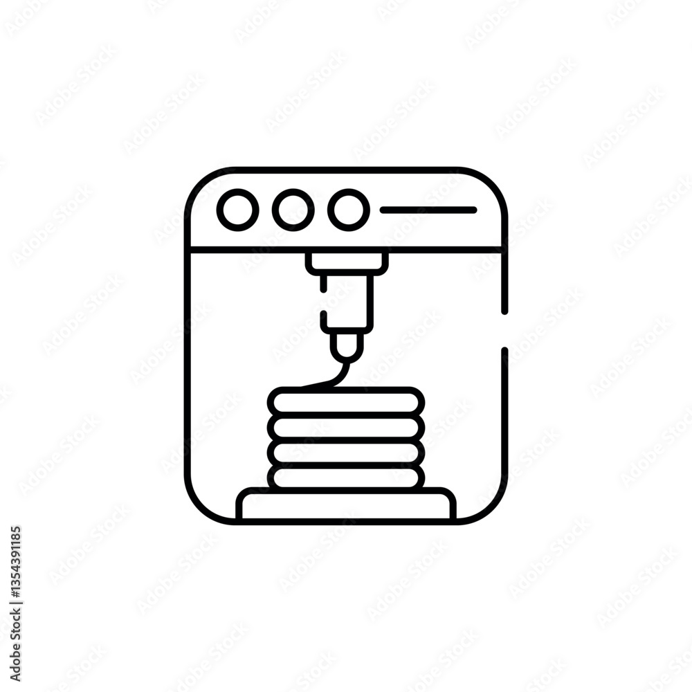 FDM 3D Printer icon design with white background stock illustration FDM 3D Printer icon design with white background stock illustration
