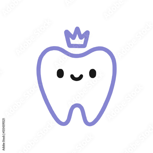 cheerful tooth icon wearing a crown in a minimalist style  