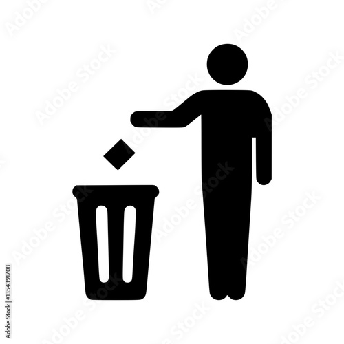 Icon of a person discarding waste into a trash bin  