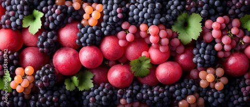 Wallpaper Mural A vibrant close-up shot of a luscious mix of red and purple grapes and red plums creating a rich, colorful tapestry of autumnal fruit textures Torontodigital.ca