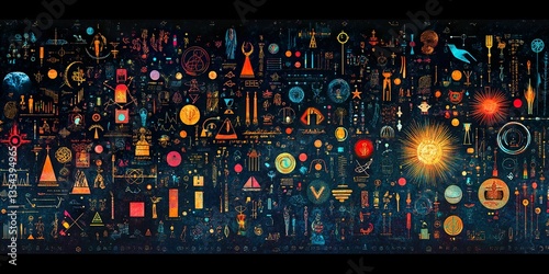 Symbolic Panorama: A Diverse Tapestry of Meaning Across a Wide Visual Landscape.
 photo