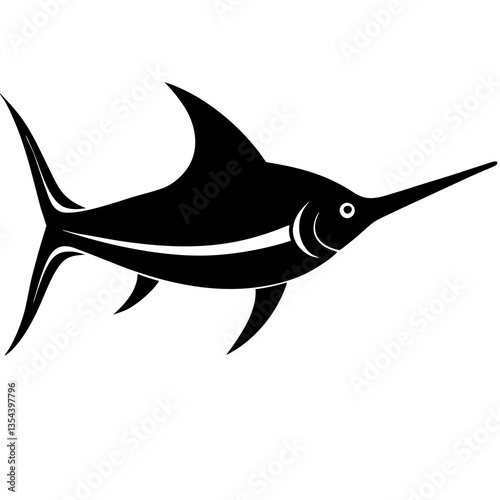 sword fish silhouette vector icon white background 