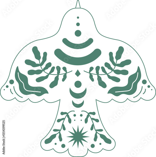 Ornate folk bird with flower. Folk art style illustration. Vector art design for print, logo, wallpaper, wall art, branding, sticker and poster.