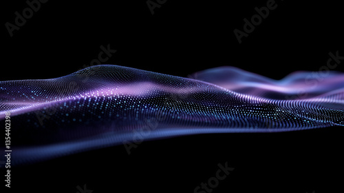Flowing purple and blue particle wave with vibrant glow on black background