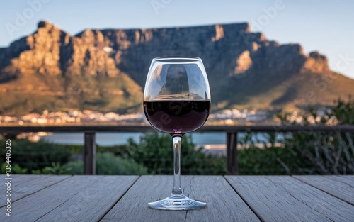 wine Cape Town, South Africa, Red Wine Glass, Table, Tabletop, Table Setting, Tableware, Tabletop, Mountain View, Table Outside, View, Table in Garden, South Africa