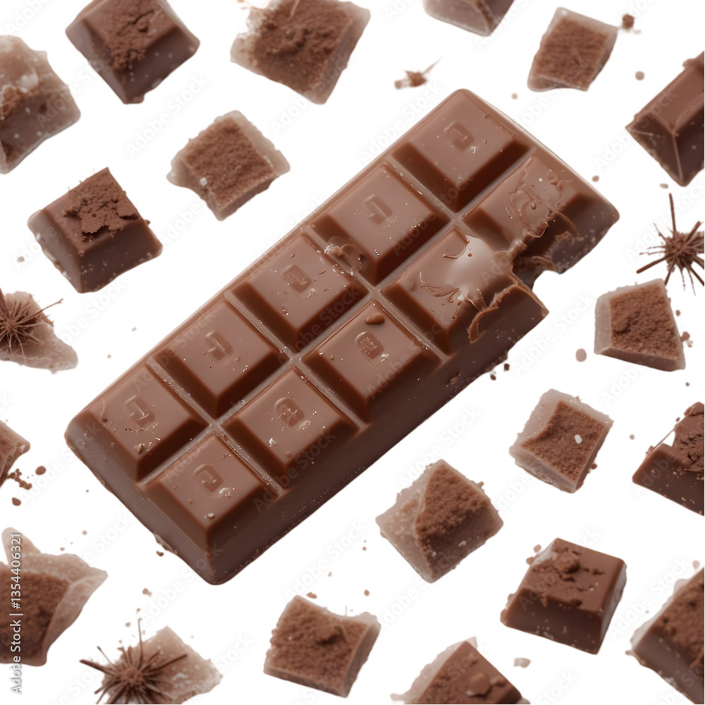 Fototapeta premium Delicious Milk Chocolate: Texture & Background Image transparent background png generated ai