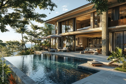 Wallpaper Mural Serene coastal villa with a swimming pool and tropical surroundings   Torontodigital.ca