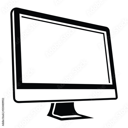 Modern Desktop Monitor Black Silhouette Illustration