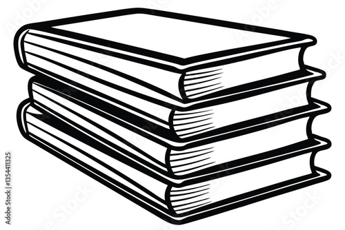 book stack vector, black icon