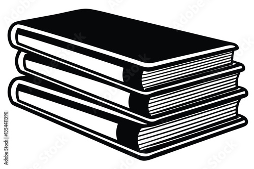 book stack vector, black icon